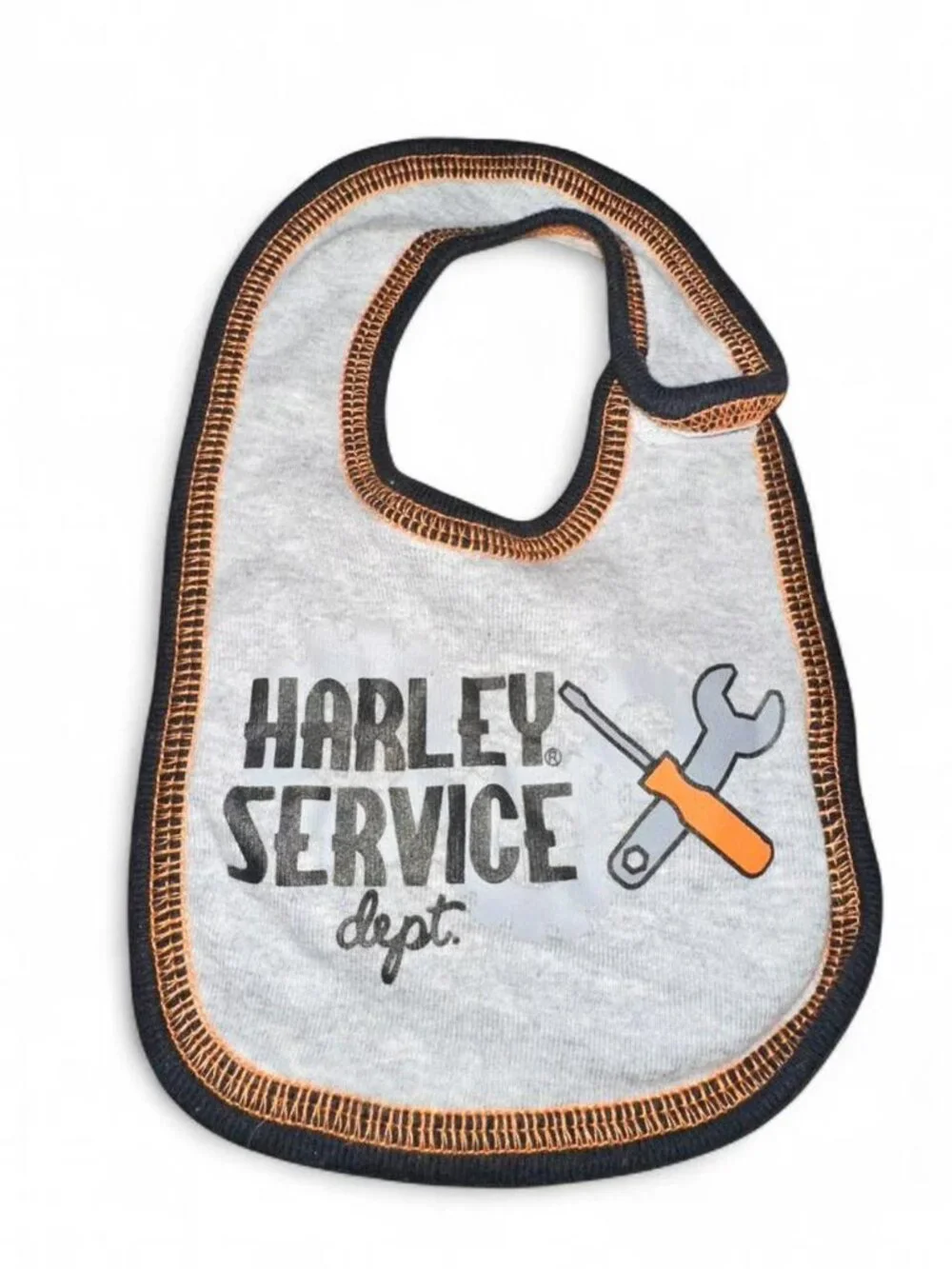 Harley Davidson Harley Service Baby Bib Gray Infant Size 3 - 6 Months 100% Cotto